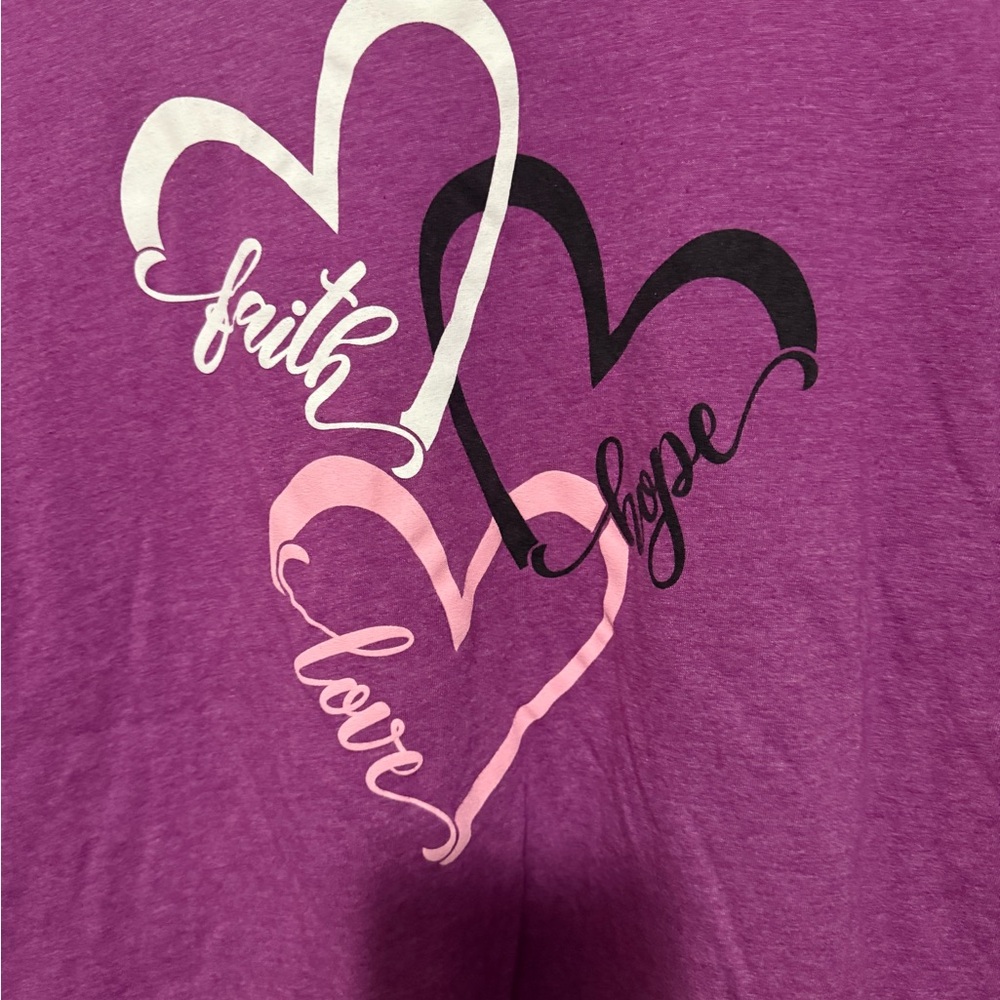 Love in Faith “Faith Hope Love” Graphic Tee | Size Medium | Heather Purple - Picture 2 of 4